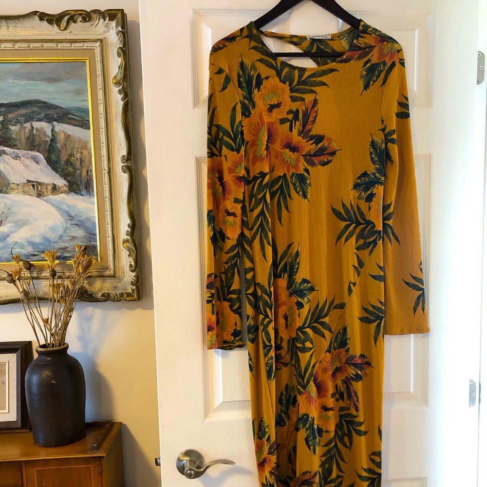 Zara floral asymmetrical hem dress